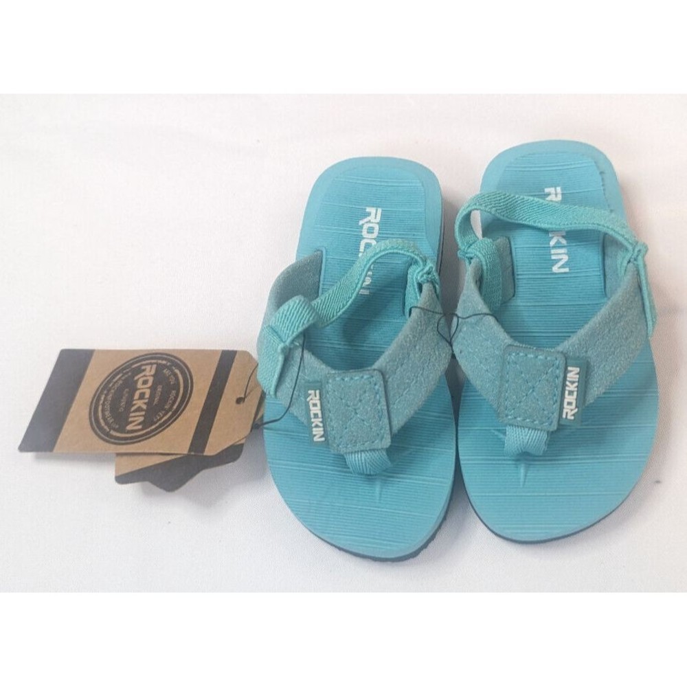 Rockin Footwear Baby Girl Size 5 Flip Flops Aqua NWT